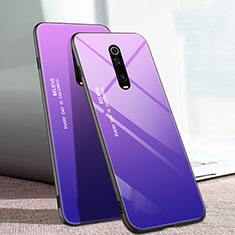 Silicone Frame Mirror Rainbow Gradient Case Cover H01 for Xiaomi Mi 9T Purple