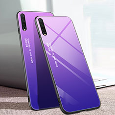 Silicone Frame Mirror Rainbow Gradient Case Cover H01 for Xiaomi Mi A3 Purple
