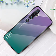 Silicone Frame Mirror Rainbow Gradient Case Cover H01 for Xiaomi Mi Note 10 Pro Green