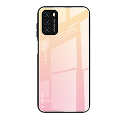 Silicone Frame Mirror Rainbow Gradient Case Cover H01 for Xiaomi Poco M3 Pink