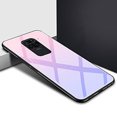 Silicone Frame Mirror Rainbow Gradient Case Cover H01 for Xiaomi Redmi Note 9 Purple