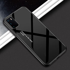 Silicone Frame Mirror Rainbow Gradient Case Cover H02 for Huawei Honor V30 Pro 5G Black