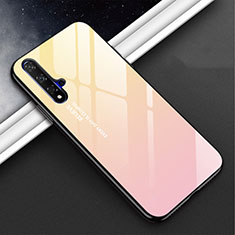 Silicone Frame Mirror Rainbow Gradient Case Cover H02 for Huawei Nova 5 Pink