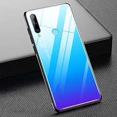 Silicone Frame Mirror Rainbow Gradient Case Cover H02 for Huawei P Smart+ Plus (2019) Sky Blue