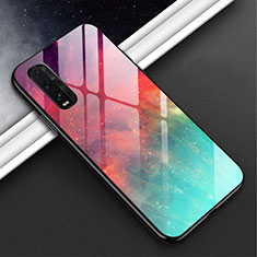 Silicone Frame Mirror Rainbow Gradient Case Cover H02 for Oppo Find X2 Mixed
