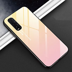 Silicone Frame Mirror Rainbow Gradient Case Cover H02 for Oppo Find X2 Yellow
