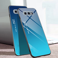 Silicone Frame Mirror Rainbow Gradient Case Cover H02 for Samsung Galaxy S10e Blue