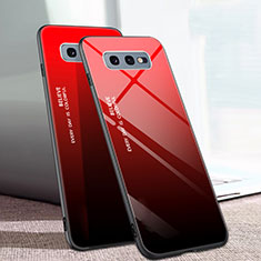 Silicone Frame Mirror Rainbow Gradient Case Cover H02 for Samsung Galaxy S10e Red