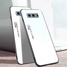 Silicone Frame Mirror Rainbow Gradient Case Cover H02 for Samsung Galaxy S10e White