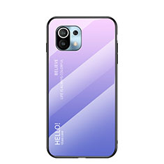 Silicone Frame Mirror Rainbow Gradient Case Cover H02 for Xiaomi Mi 11 5G Clove Purple