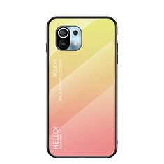 Silicone Frame Mirror Rainbow Gradient Case Cover H02 for Xiaomi Mi 11 Lite 4G Yellow