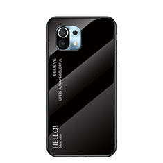 Silicone Frame Mirror Rainbow Gradient Case Cover H02 for Xiaomi Mi 11 Lite 5G Black