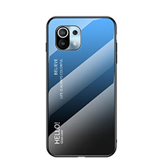 Silicone Frame Mirror Rainbow Gradient Case Cover H02 for Xiaomi Mi 11 Lite 5G Blue