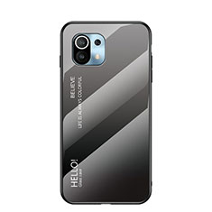 Silicone Frame Mirror Rainbow Gradient Case Cover H02 for Xiaomi Mi 11 Lite 5G Gray