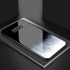 Silicone Frame Mirror Rainbow Gradient Case Cover H03 for Samsung Galaxy S10e Black
