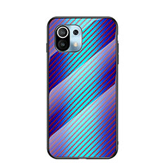 Silicone Frame Mirror Rainbow Gradient Case Cover H03 for Xiaomi Mi 11 5G Blue