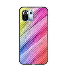 Silicone Frame Mirror Rainbow Gradient Case Cover H03 for Xiaomi Mi 11 Lite 4G Colorful