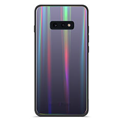 Silicone Frame Mirror Rainbow Gradient Case Cover H04 for Samsung Galaxy S10e Black