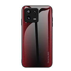 Silicone Frame Mirror Rainbow Gradient Case Cover JM1 for Xiaomi Mi 13 5G Red