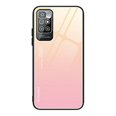 Silicone Frame Mirror Rainbow Gradient Case Cover JM1 for Xiaomi Redmi 10 4G Pink