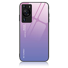 Silicone Frame Mirror Rainbow Gradient Case Cover JM2 for Huawei P60 Pro Clove Purple