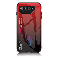 Silicone Frame Mirror Rainbow Gradient Case Cover LS1 for Asus ROG Phone 7 Red