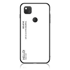 Silicone Frame Mirror Rainbow Gradient Case Cover LS1 for Google Pixel 4a White