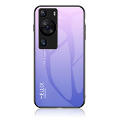 Silicone Frame Mirror Rainbow Gradient Case Cover LS1 for Huawei P60 Pro Clove Purple