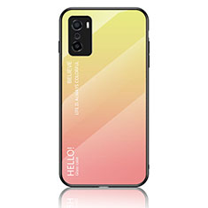Silicone Frame Mirror Rainbow Gradient Case Cover LS1 for Oppo A55S 5G Yellow