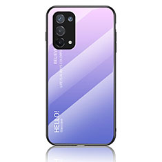 Silicone Frame Mirror Rainbow Gradient Case Cover LS1 for Oppo A74 4G Clove Purple
