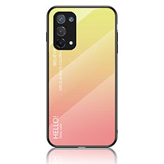 Silicone Frame Mirror Rainbow Gradient Case Cover LS1 for Oppo A74 4G Yellow
