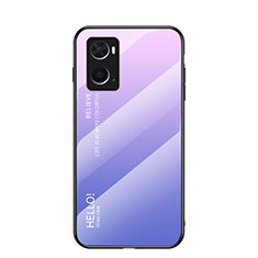 Silicone Frame Mirror Rainbow Gradient Case Cover LS1 for Oppo A76 Clove Purple