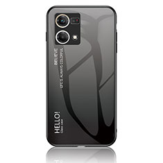 Silicone Frame Mirror Rainbow Gradient Case Cover LS1 for Oppo F21s Pro 4G Dark Gray