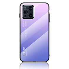 Silicone Frame Mirror Rainbow Gradient Case Cover LS1 for Oppo Find X3 5G Clove Purple