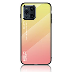 Silicone Frame Mirror Rainbow Gradient Case Cover LS1 for Oppo Find X3 5G Yellow