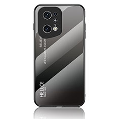 Silicone Frame Mirror Rainbow Gradient Case Cover LS1 for Oppo Find X5 Pro 5G Dark Gray