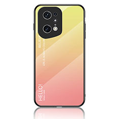 Silicone Frame Mirror Rainbow Gradient Case Cover LS1 for Oppo Find X5 Pro 5G Yellow