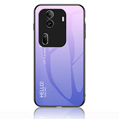 Silicone Frame Mirror Rainbow Gradient Case Cover LS1 for Oppo Reno11 Pro 5G Clove Purple