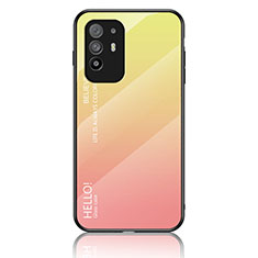 Silicone Frame Mirror Rainbow Gradient Case Cover LS1 for Oppo Reno5 Z 5G Yellow