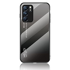 Silicone Frame Mirror Rainbow Gradient Case Cover LS1 for Oppo Reno6 5G Dark Gray