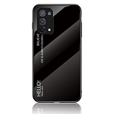 Silicone Frame Mirror Rainbow Gradient Case Cover LS1 for Oppo Reno6 Lite Black