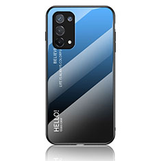 Silicone Frame Mirror Rainbow Gradient Case Cover LS1 for Oppo Reno6 Lite Blue