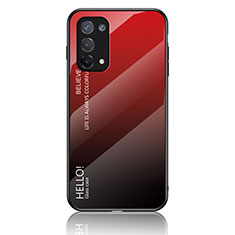 Silicone Frame Mirror Rainbow Gradient Case Cover LS1 for Oppo Reno6 Lite Red