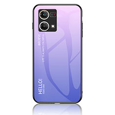 Silicone Frame Mirror Rainbow Gradient Case Cover LS1 for Oppo Reno7 4G Clove Purple