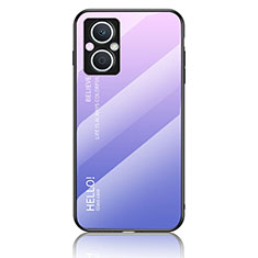 Silicone Frame Mirror Rainbow Gradient Case Cover LS1 for Oppo Reno7 Lite 5G Clove Purple