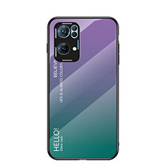 Silicone Frame Mirror Rainbow Gradient Case Cover LS1 for Oppo Reno7 Pro 5G Mixed