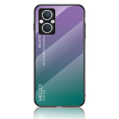 Silicone Frame Mirror Rainbow Gradient Case Cover LS1 for Oppo Reno7 Z 5G Mixed
