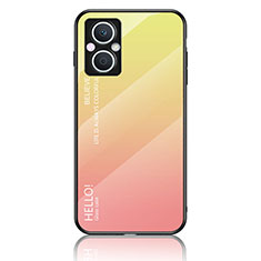 Silicone Frame Mirror Rainbow Gradient Case Cover LS1 for Oppo Reno7 Z 5G Yellow