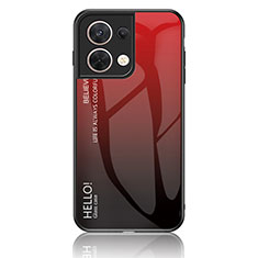 Silicone Frame Mirror Rainbow Gradient Case Cover LS1 for Oppo Reno8 5G Red