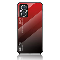 Silicone Frame Mirror Rainbow Gradient Case Cover LS1 for Oppo Reno8 Lite 5G Red